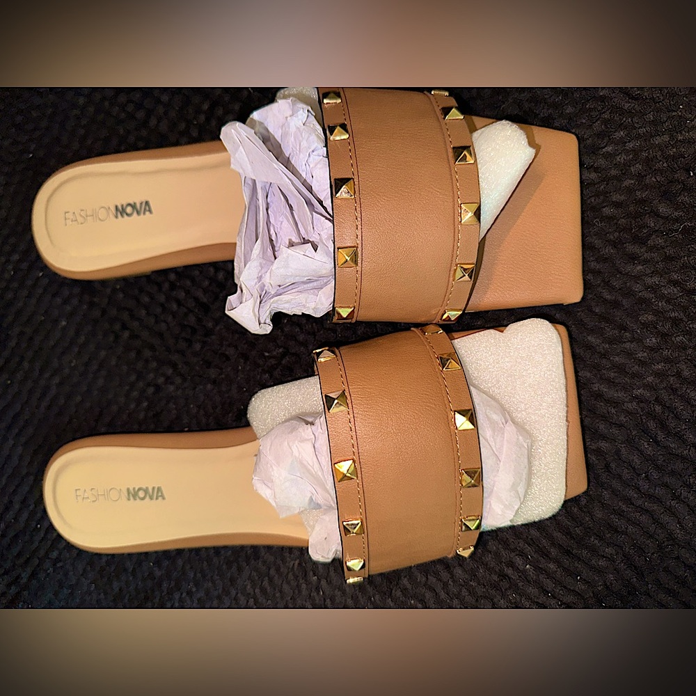 Fashion Nova Women’s Sandal | Calling My Name Slides | Studded | Size 8